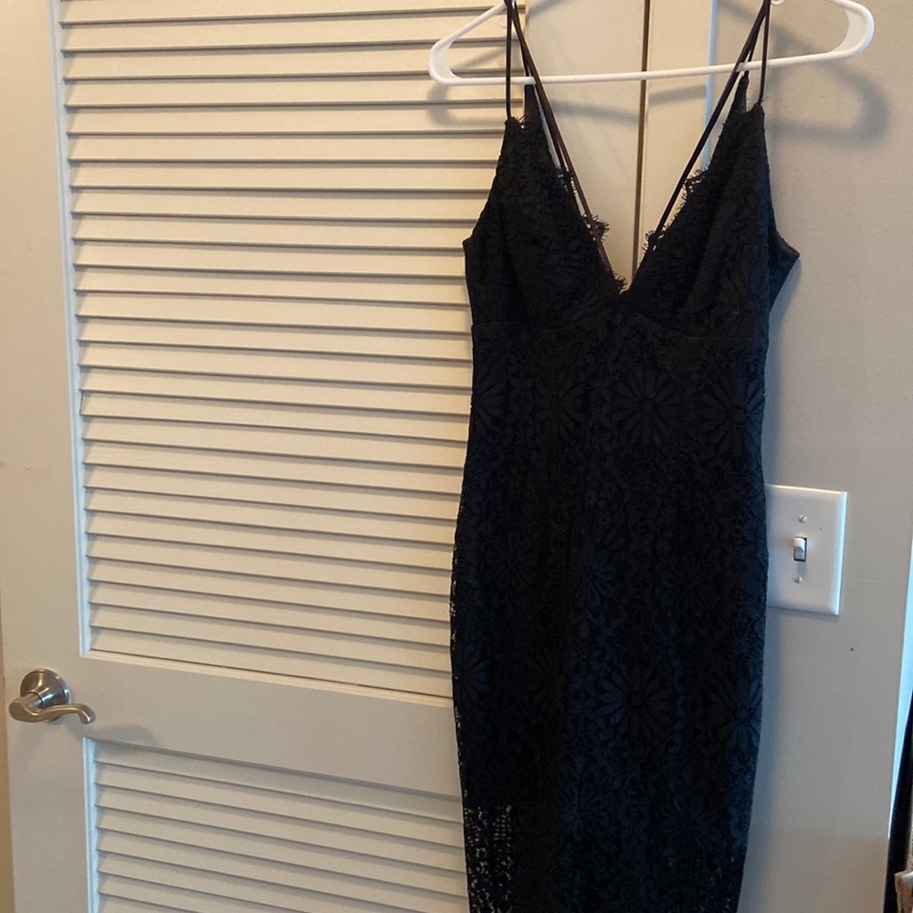 Bardot black lace dress